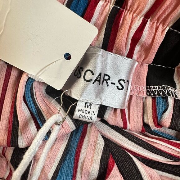 NWT Oscar S Women’s Multi Striped Palazzo Cropped Pants Pull On - Size Medium - Picture 3 of 4